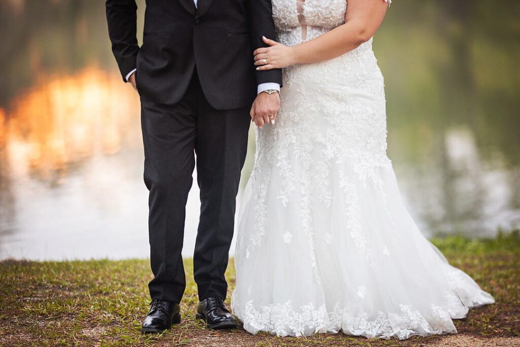 Detail photo of bride and groom attire from the neck down at Eden at Gracefield - photographed by Charleston wedding photographer Luxe By Lindsay Photography